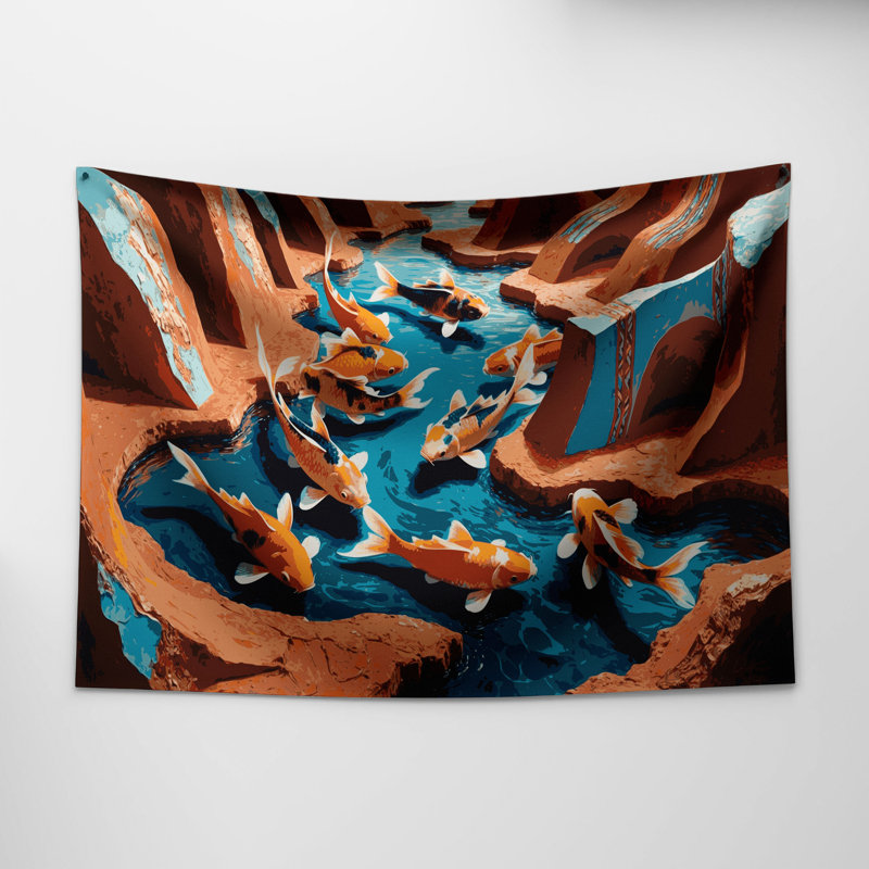 Tapisserie murale Southwestern Animals Koi Fish 32, 51 po x 60 po