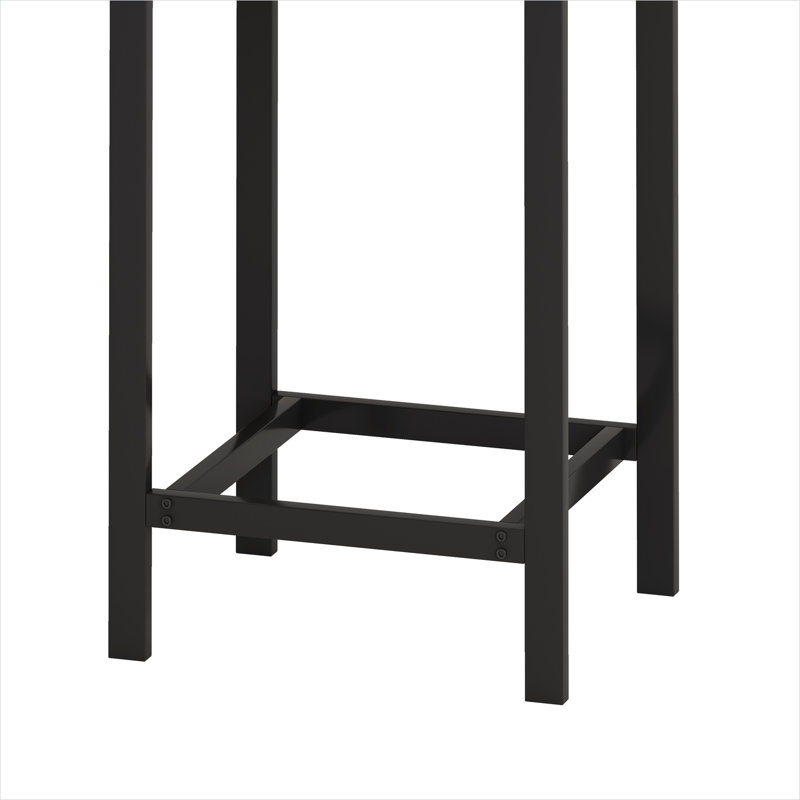 Ensemble de table de salle à manger compacte avec tabourets suspendus, plateau en panneau de fibres à densité moyenne gris, structure en métal noir mat, 3 tabourets, table de cuisine de 60 pouces