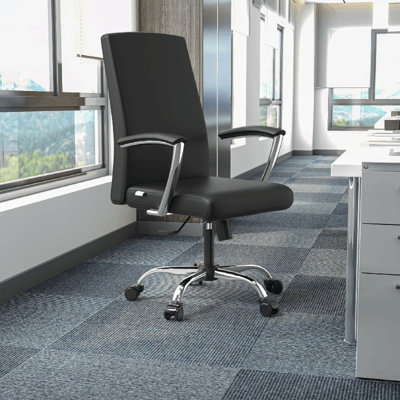 Fauteuil de bureau en cuir Kenil, Noir