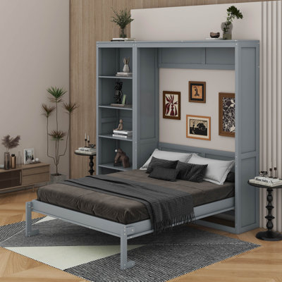 Grand lit escamotable avec tablettes