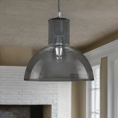 25cm Glass Bowl Lamp Shade Smoked Ceiling Hanging Pendant Lighting Fixtures