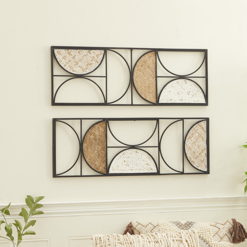 Metal Carved Designs Geometric Brown Wall Decor Set