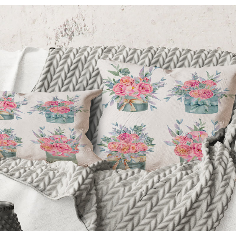 Coussin Square, Collection Of Pink Roses - Farmhouse, 18" x 18"