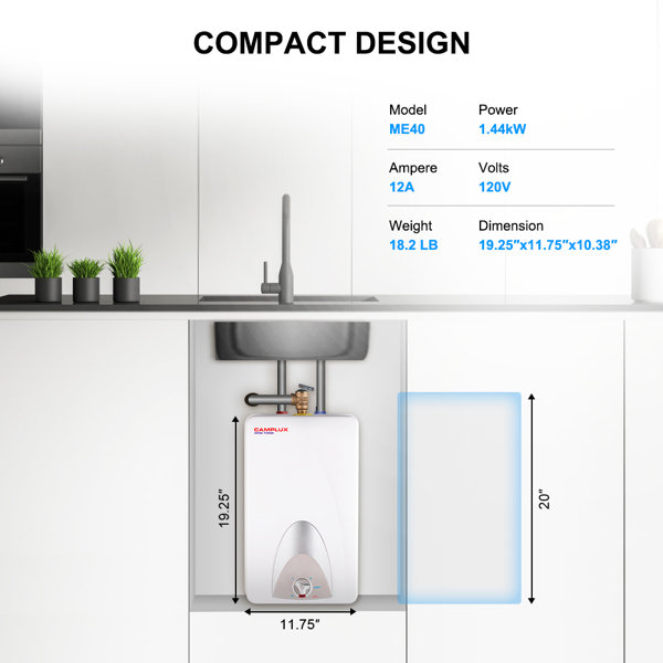 Camplux Electric Tankless Water Heater with LED Display 120V Instant W