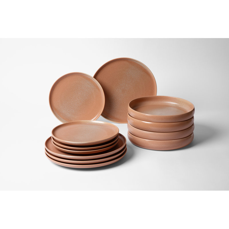 Service de vaisselle 12 pièces (service pour 4) Cloud Terre Islande Grès, Terra Rosa, Terra rose