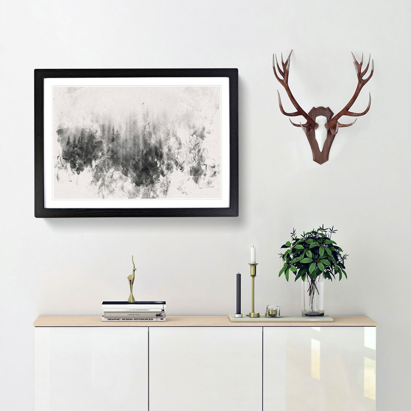 Moody Forest in Misurina Italy - Framed Print, 62cm H x 87cm W x 2cm D, Black Framed