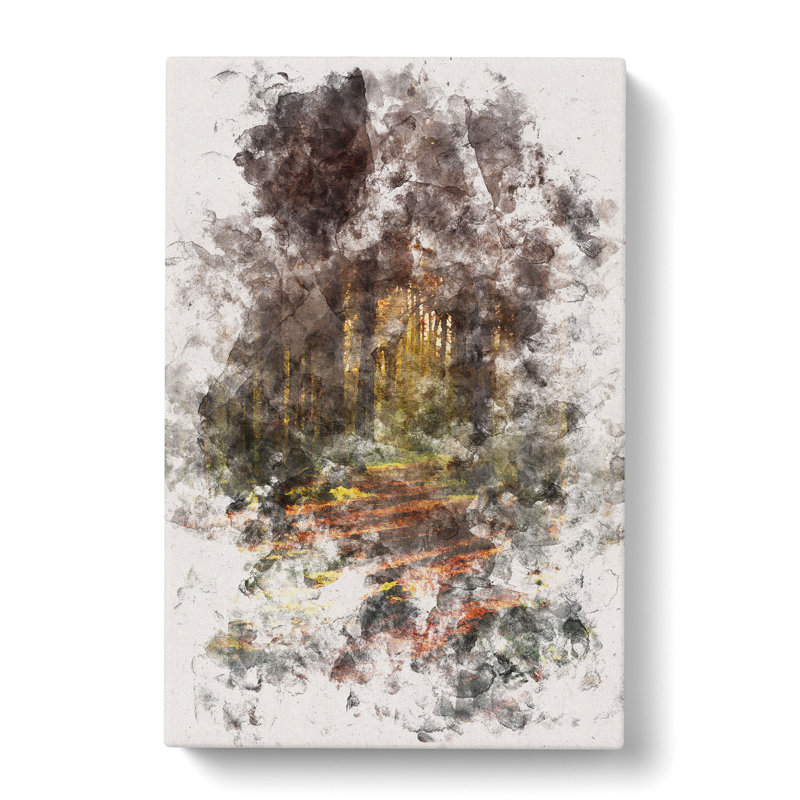 Walking Through an Autumn Forest - Wrapped Canvas Painting Print, 76cm H x 50cm W x 3cm D