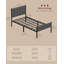 Bed Frame, With Upholstered Headboard, Metal Bed Frame, 500 Kg Weight Capacity, Easy Assembly, Slate Grey-1625457598