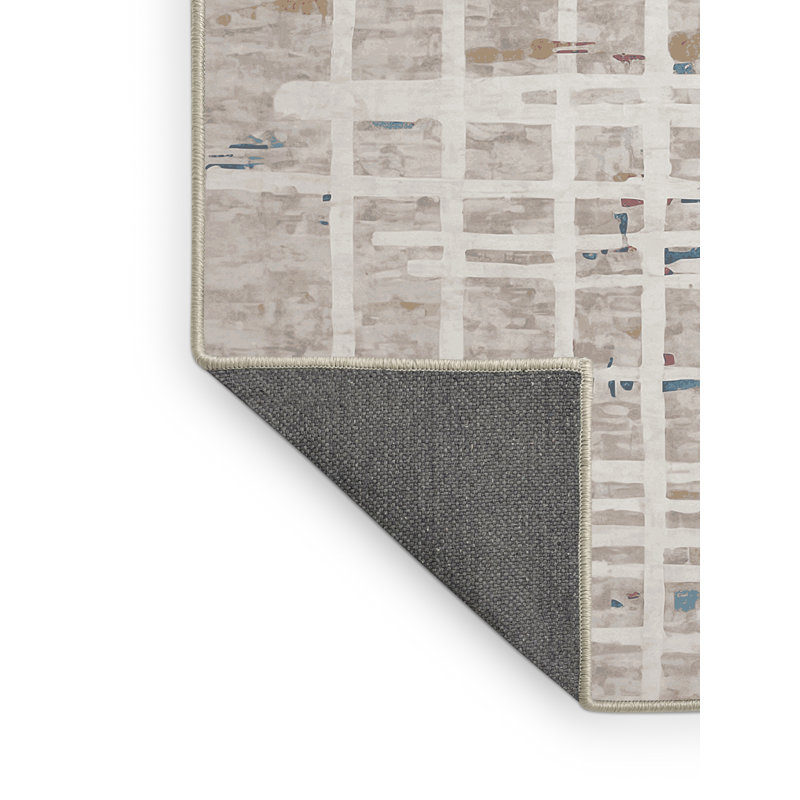 Tapis beige soyeux et moelleux, Rectangle 7 pi x 9 pi