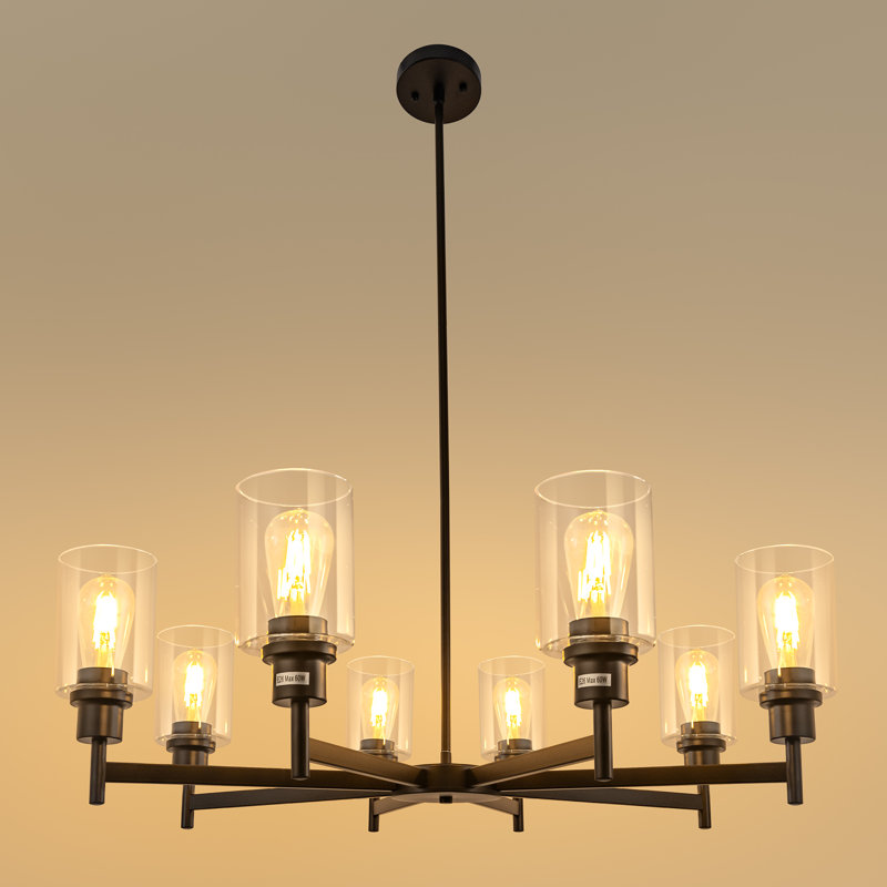 Luminaires modernes lustres 8 lumières Empire, Noir mat
