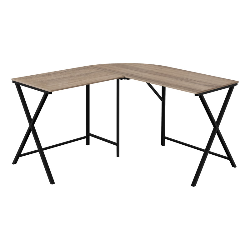 Bureau d'ordinateur de 55 po avec plateau taupe foncé et coin en métal noir