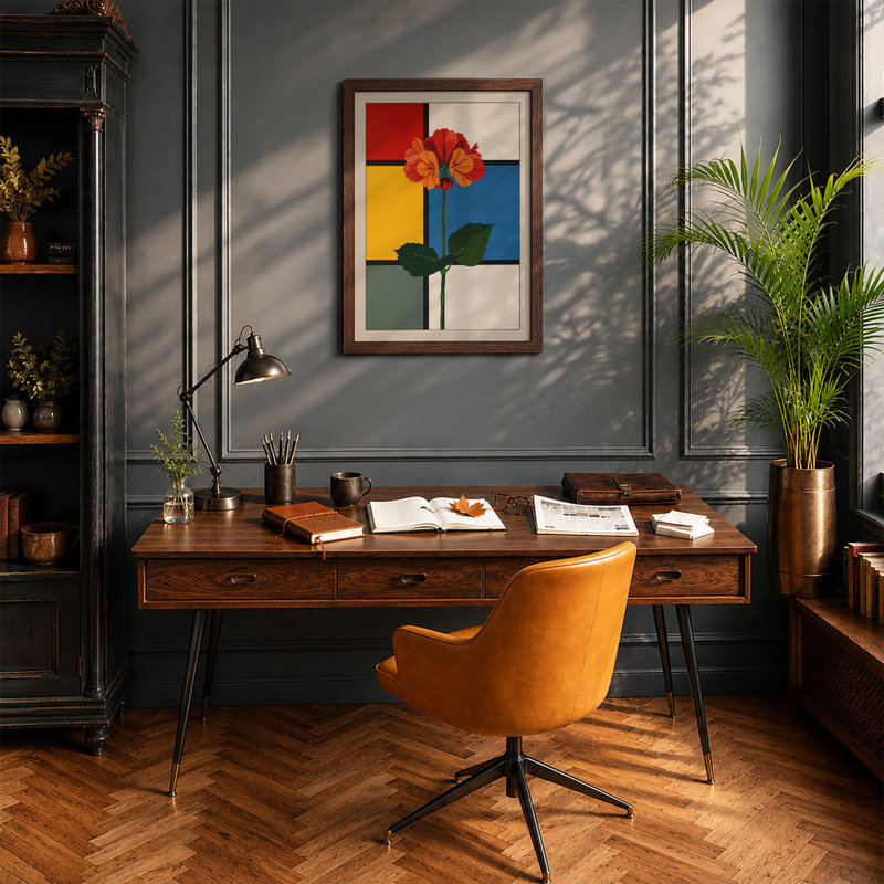 Flower In Geometry Geometric - Print, Walnut, A4 - 29.7 x 21.0 cm