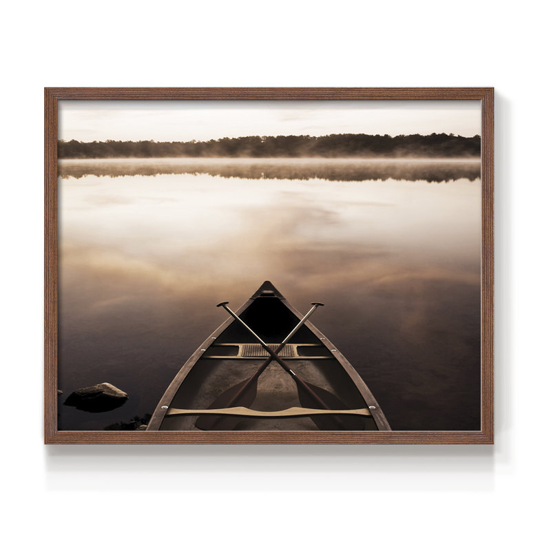 Aube sur le lac - reproduction encadrée - réaménageable, Noyer, H 11 po x l 14 po