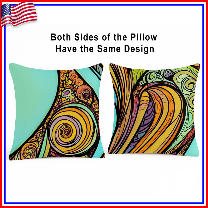 Abstract Throw Pillow, Art Double Sided Pillows, Blue Abstract, Square 14"