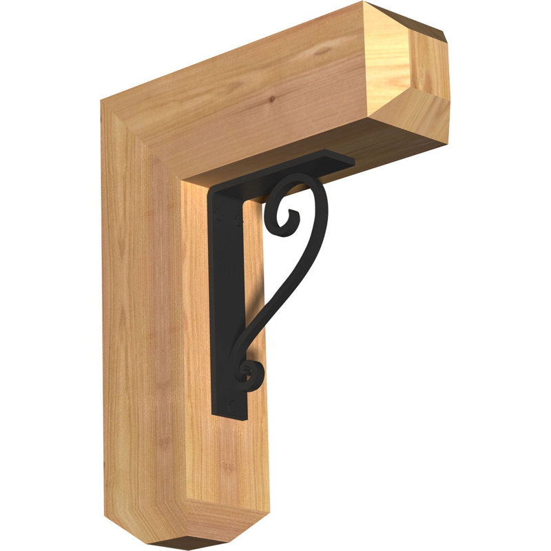3 1/2"W x 9 1/2"D x 12"H Edwards Craftsman Ironcrest Smooth Bracket, Western Red Cedar (1 1/2"W x 5 1/2"D x 8"H Iron Bracket)