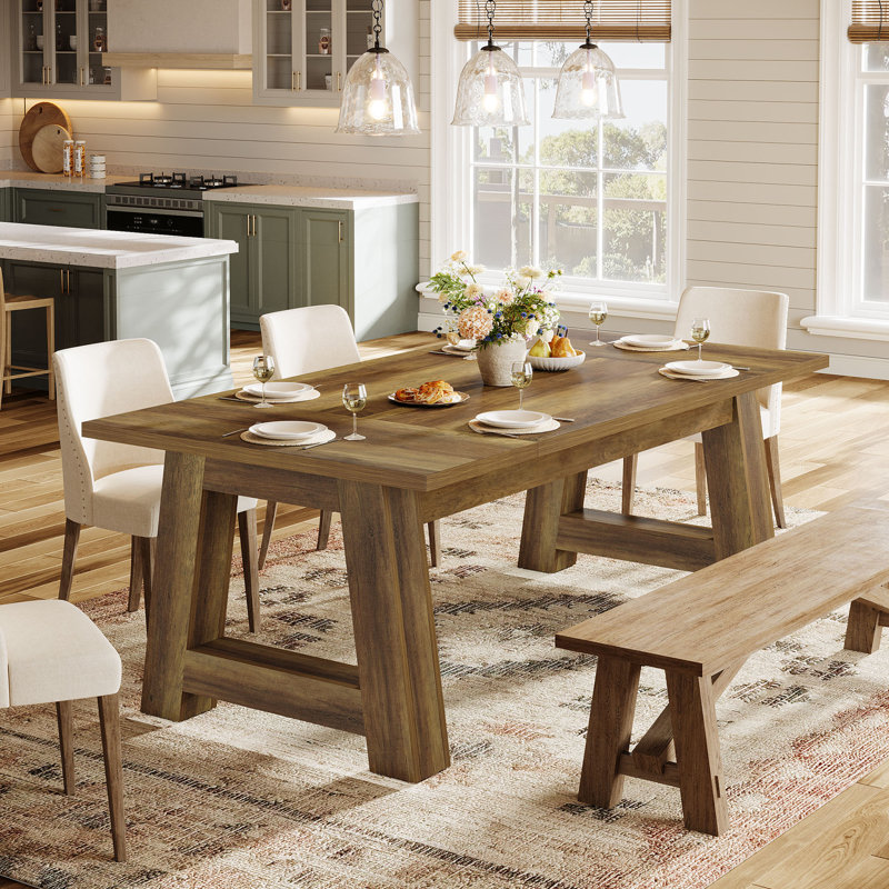 62.6 Inches Farmhouse Wooden Dining Table