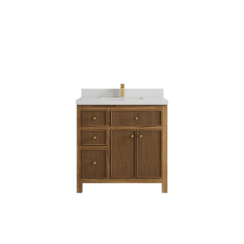 Ensemble de meuble-lavabo simple 36 po, Quartz de Carrare