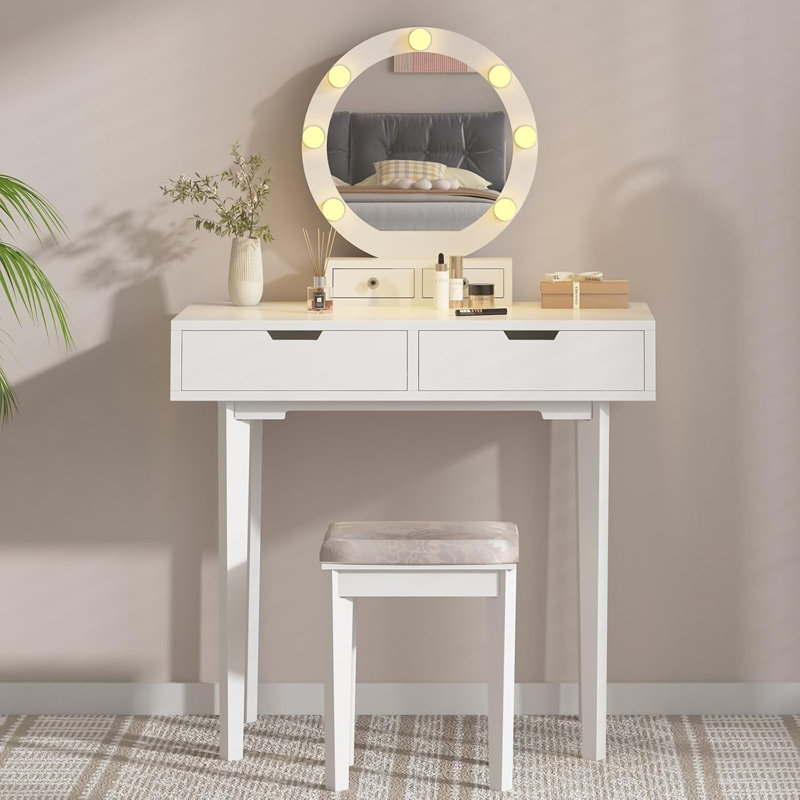 Vanity Desk With Touch Lighted Mirror