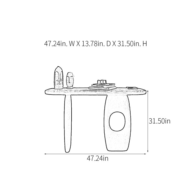 Console Retro Art, H 31,5 po x l 47,24 po x P 13,78 po