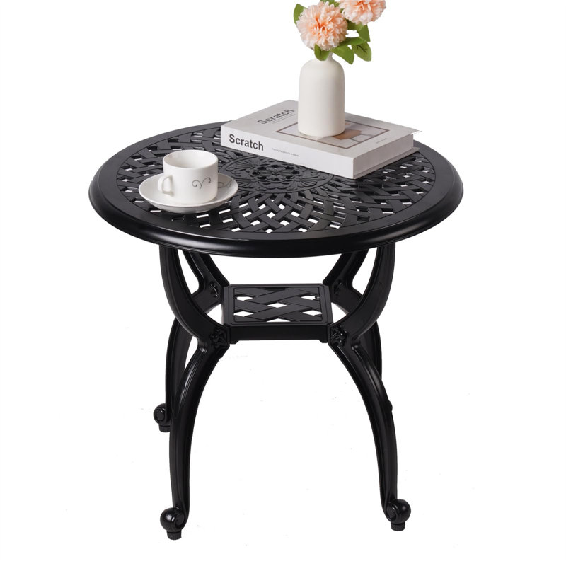 Table basse moderne à un niveau - Matériau HISP pour le salon / patio, Noir