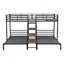 Lit superposé en métal, lit superposé triple avec tablettes de rangement et escalier-170845126