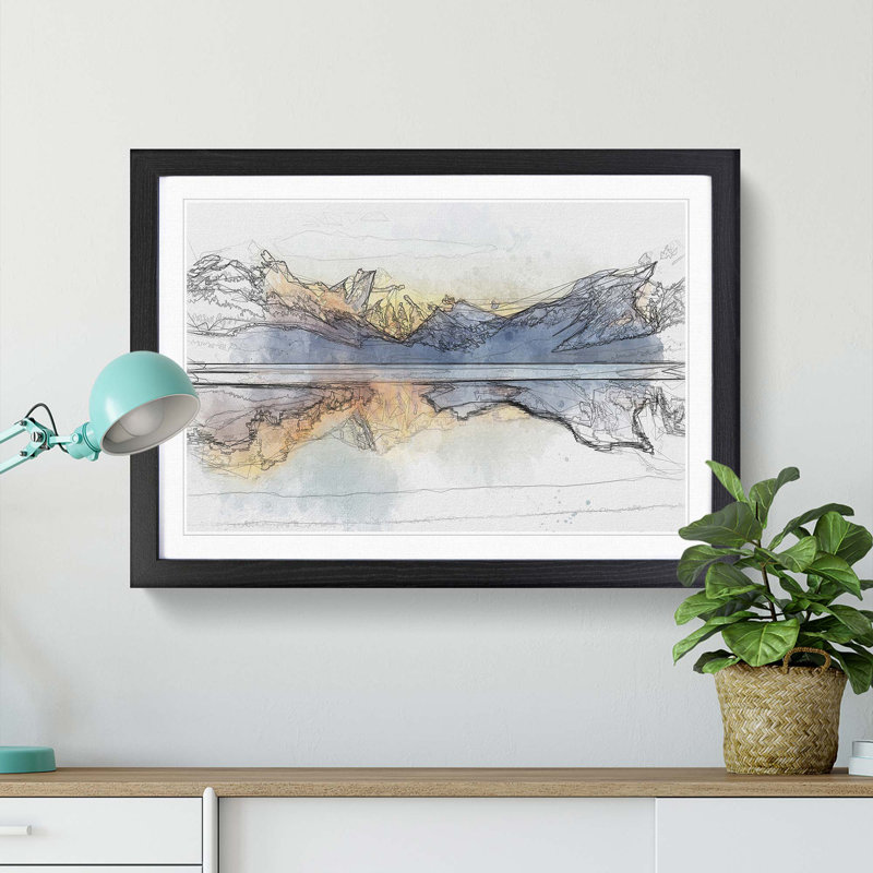 Sunlight over Lake Mcdonald in Abstract - Framed Print, 27cm H x 36cm W x 2cm D, Black Framed