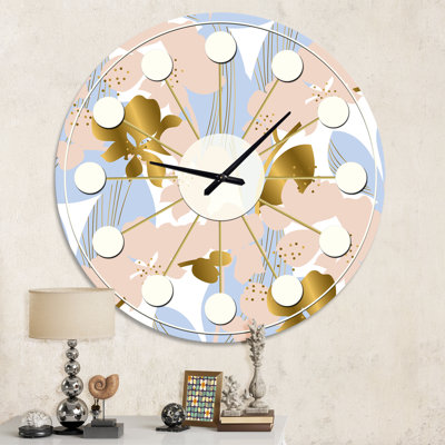 Golden Foliage XV - horloge murale moderne Mid-Century