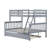 Twin Over Full Rubber Wood Bunk Bed with Twin Trundle, Detachable Convertible Ladder & Safety Guardrails-1192433993