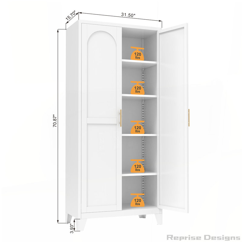  Armoire 2 portes avec serrure, H 70,87 po x l 31,5 po x P 15,7 po, Blanc