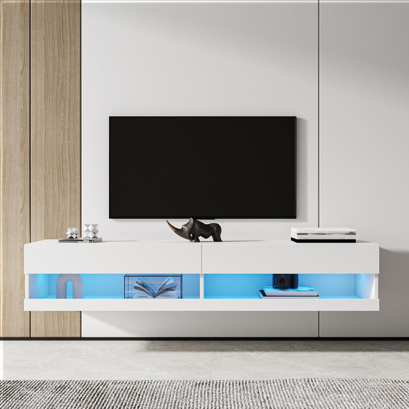 Meuble télé pour téléviseur de 78 po ou moins Dimmick, Blanc