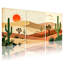 «Landscape & Nature Desert Landscape with Cactus and Sunset», ensemble de 3 impressions sur toile-117113691