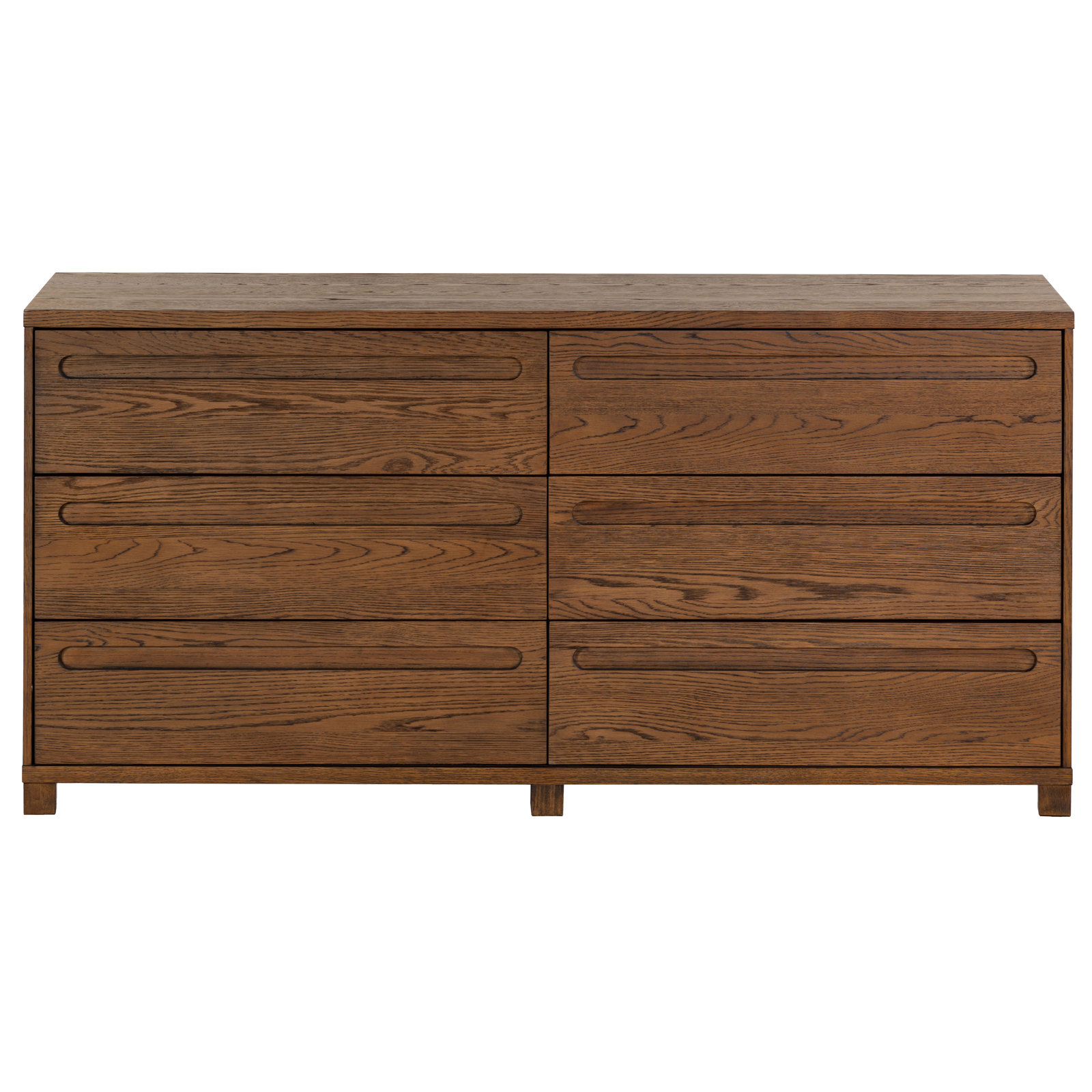 Lesheka 6 Drawer Wood Dresser, Medium Oak