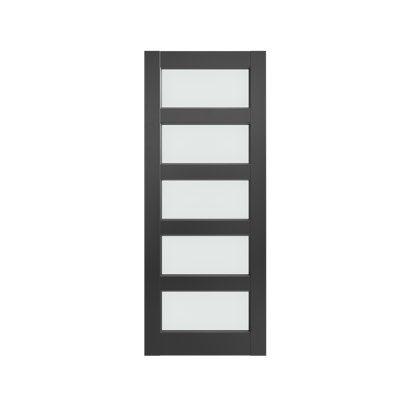 Porte française en verre givré à 5 verres de 24 po x 80 po, pour garde-robe de chambre à coucher garde-manger, bureau, cuisine, poche, portes de grange-shaker sans quincaillerie, noir
