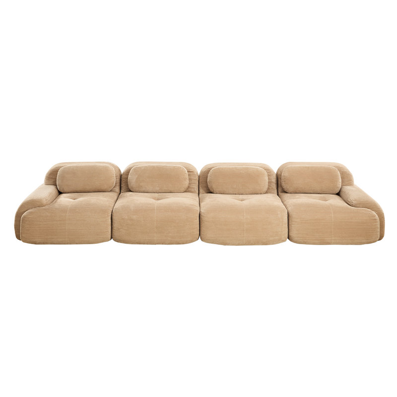 Canapés confortables en velours côtelé chameau, design moderne pour la maison
