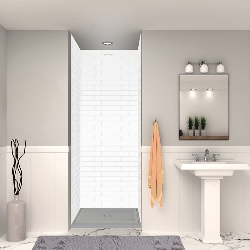 Base de douche à surface solide en fonte avec drain central dissimulé 36 po x 36 po Transolide, Béton