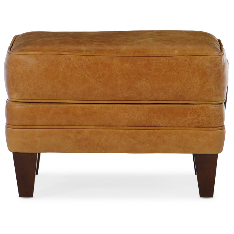 Willow Ottoman, Mahogany, Anilina Hunter Genuine Leather