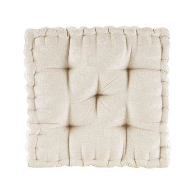 Poly Chenille Square Floor Pillow Cushion Ivory 20X20"