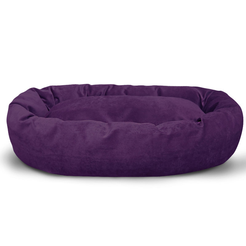 Lit pour chien avec traversin en suède, Grand ( l 40 po x P 29 po x H 9 po), Oui, Aubergine