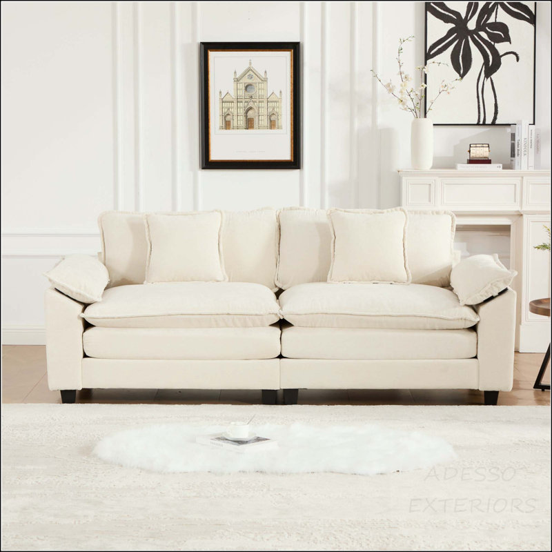 Canapé modulaire Cloud avec coussin double couche, 2 Seat, Chenille beige