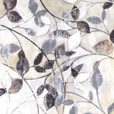 Simple Leaves Grey - Wrapped Canvas Painting