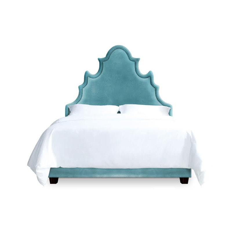 Lit plateforme tapissier Vogel, Très grand, Turquoise