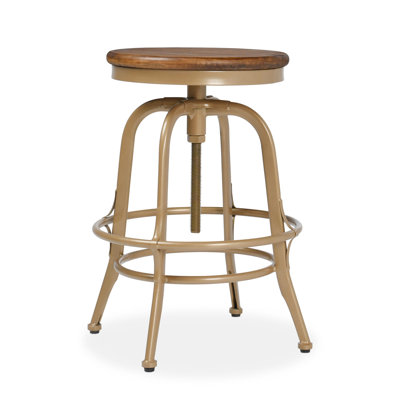 Swivel Solid Wood Adjustable Height Stool