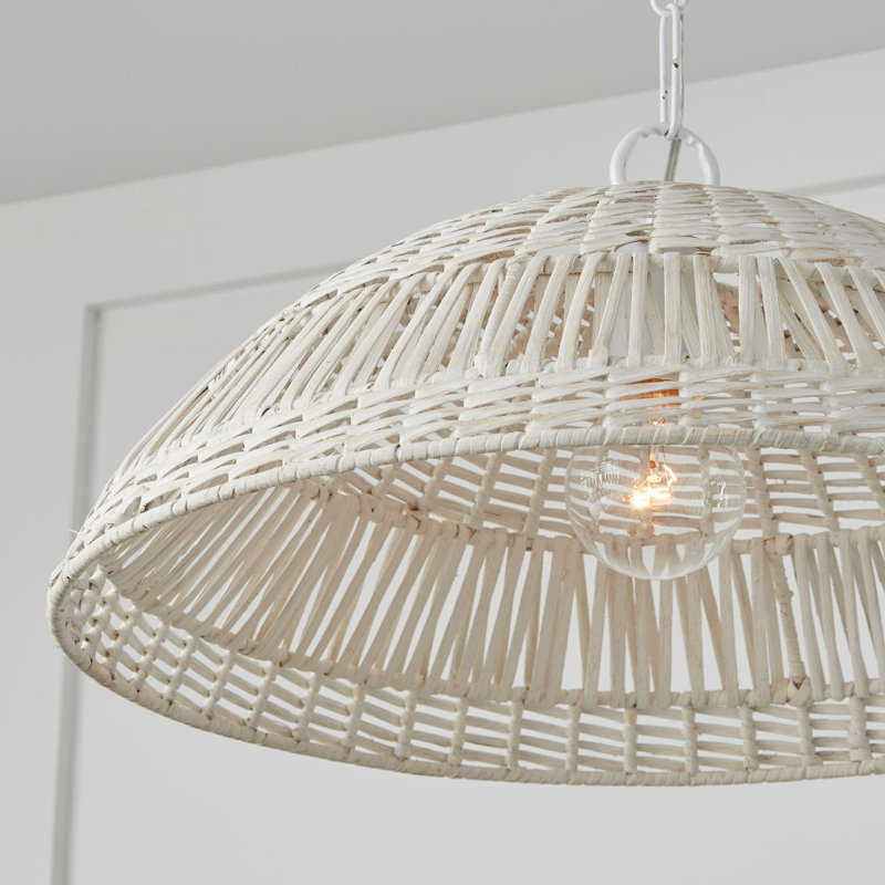 Luminaire suspendu en forme de dôme à 1 lumière Elfie, Blanc