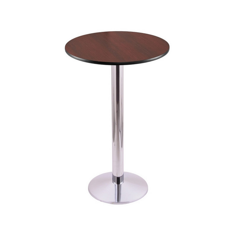 Table piédestal, L 24 po x L 24 po, Chrome, Hauteur de comptoir (hauteur de 36 po)