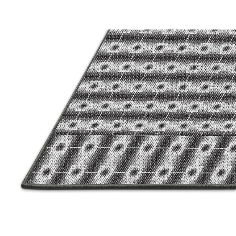 Tapis noir/blanc cassé tissé à la machine, Rectangle 4 pi x 6 pi