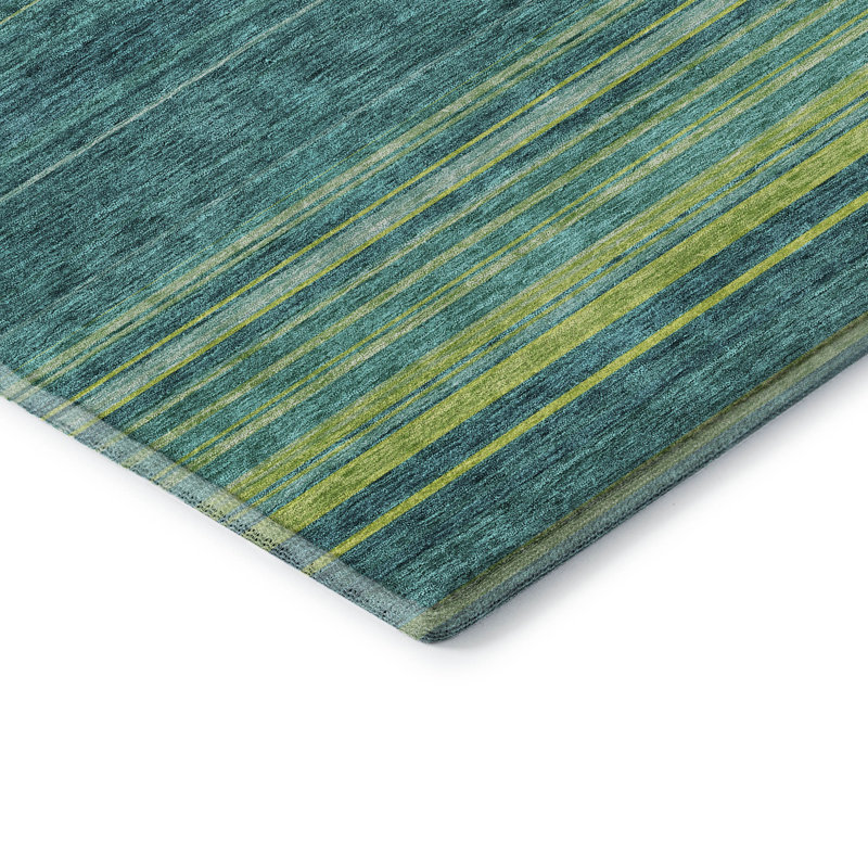 Premium Machine Washable Prisco Teal Rug, Rectangle 10' x 14'