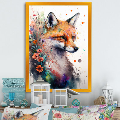 Mignon renard, art floral I - peinture sur toile