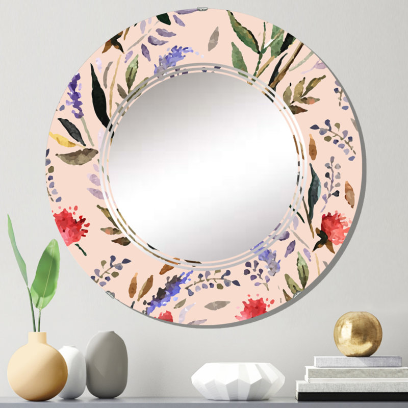 Miroir mural rétro Vintage Floral, 24 po x 24 po