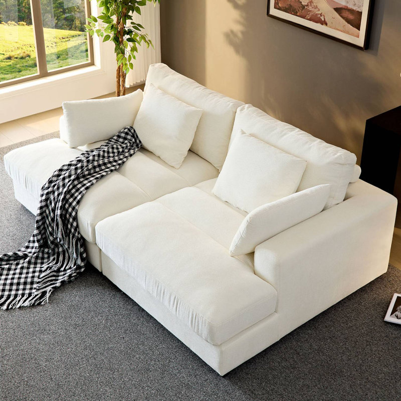Canapé-lit à accoudoirs carrés 90 po, Beige