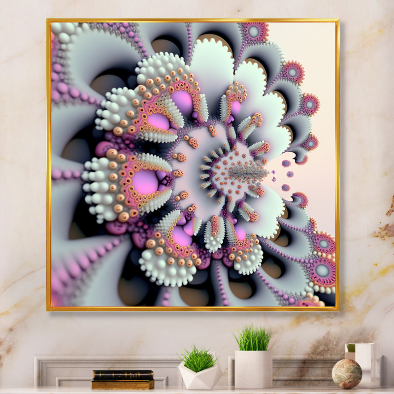 Pastel fractale simplicité IV - impression, H 30 po x l 30 po x P 1 po, Toile avec cadre flottant or